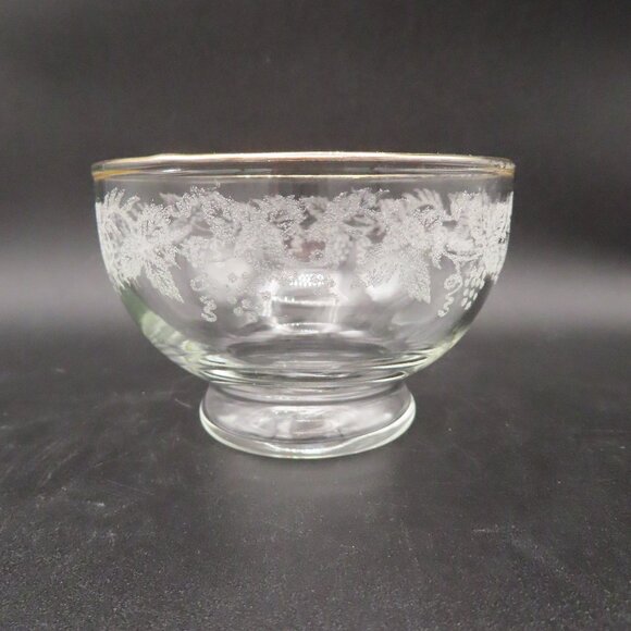 Set of 2, Bartlett Collins Decoration 806 Clear (Gold Trim), Footed Dessert Bowl - Picture 2 of 9